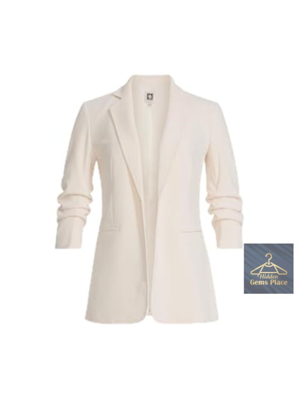 Scrunch Sleeve Open Blazer Lightweight Business Casual